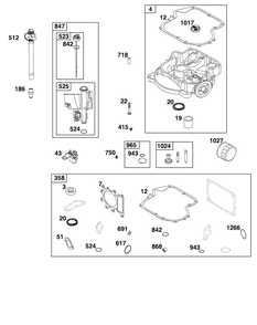 Crankcase Cover/Sump And Lubrication Group Diagram and Parts List for 31R977-0058-B5 200000 - 399999 Briggs and Stratton Engine